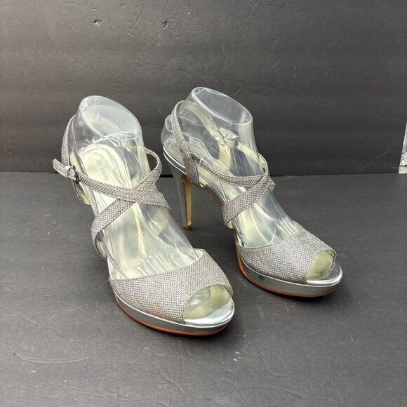 Style & Co High Heels Women’s 9M Karyn Silver Glitter Strappy Platform Stilettos - Picture 2 of 16